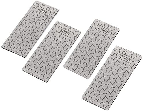 ZEREK Lot de 4 pierres à aiguiser diamantées - Grain 400/600/1000/1200 - Pierre à aiguiser en forme de nid d'abeille - Pour aiguiser les couteaux de cuisine