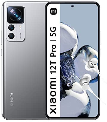 Xiaomi 12T Pro 5G Smartphone+Kopfhörer, 8+256GB, 6.67” 120Hz CrystalRes AMOLED-Display, Snapdragon 8+ Gen 1, 200MP Ultimate Kamera, 120W HyperCharge, 5000mAh, Silver (DE Version + 2 Jahre Garantie)