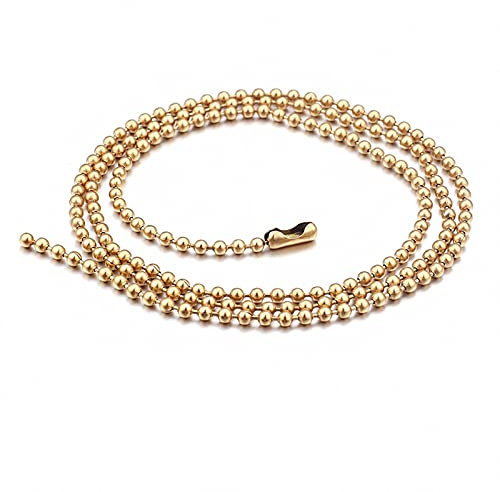 Gualiy Kette Für Männer Edelstahl, Kugelkette Halskette 3mm Breite, Kette Edelstahl Gold Herren 76 cm Lang