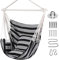 Goutime Hammock Chair Swing with 2 Seat Cushions Pillows, Hanging Chair with Detachable Metal Support Bar,Swing Chair with Carry Bag,Hanging Chair for Bedroom/Outdoor,Maximum 330 Lbs (Gray Stripe)