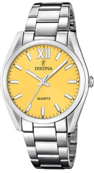 Festina Dam analog kvartsklocka med rostfritt stål armband F20622/G, Silvergul