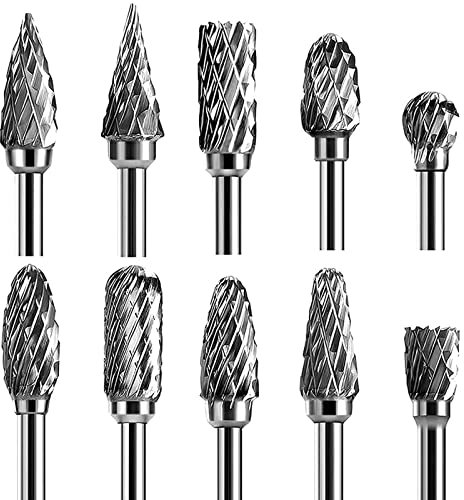 Hartmetall-Frässtifte mit Doppelschnitt, 10 Stück Wolframkarbid-Rotationsfräser-Set für Stahl-Metallbearbeitungfür Heimwerker, Holzbearbeitung, Gravur, Bohren, Polieren
