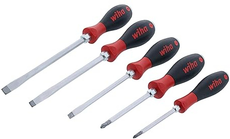 Wiha 53095 5 Piece SoftFinish X Heavy Duty Slotted and Phillips Screwdriver Set