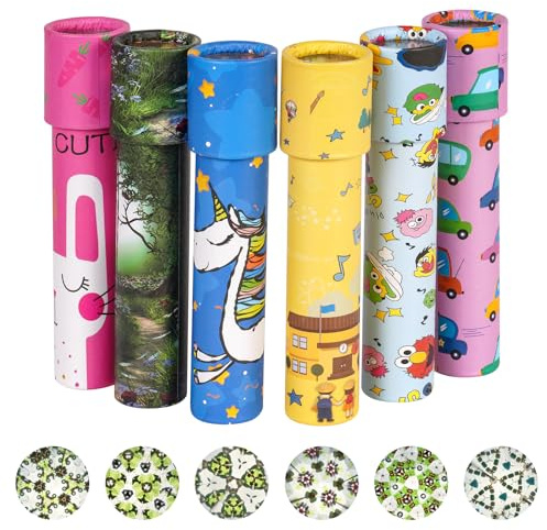 AUAUY Grand Kaléidoscope en Papier Classique, Kaléidoscopes Jeu Éducatif, 6pcs Kaléidoscope Magique, Jouet de Fête pour Enfants, Cadeaux d'Anniversaire de Noël pour Enfants - Couleur aléatoire