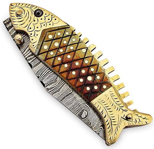 PAL 2000 KNIVES Couteau pliant - Couteau de poche fait main en acier de Damas CHA-9864