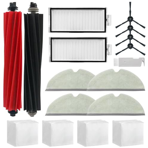 Home Times Zubehör-Set für roborock Q5 Pro+/Q8 Max+ (Plus), 2 Hepa-Filter, 4 Seitenbürste, 4 Wischtücher, 4 Staubbeutel, 1 zerlegbare Duoroller …