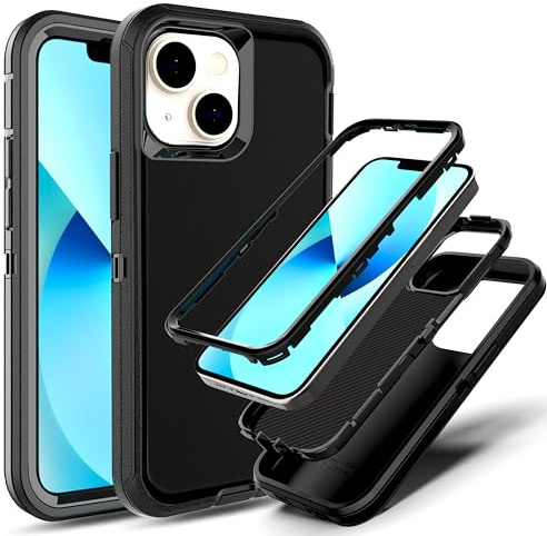 YmhxcY for iPhone 13 mini/12 mini Case [No Screen Protector] Shockproof Dropproof Dust-Proof 3-Layer Durable Phone Case Heavy Duty Protection Phone Case Cover for iPhone 13 mini-Black