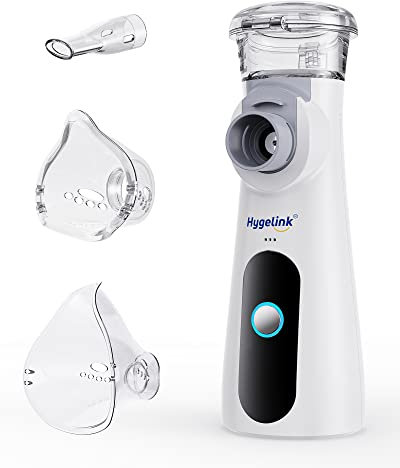 Hygelink Inhalationsgerät Vernebler, Tragbarer Inhalator für Kinder und Erwachsene, Inhaliergerät Set für Atemwegserkrankungen Wirksam, Einstellbarer Sprühnebel,Geräuscharmer,mit Mundstück und 2 Maske