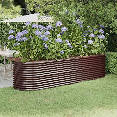 ARKEM Hochbeet Pulverbeschichteter Stahl 296x80x68 cm Braun Raised Garden Bed Kit Hochteich