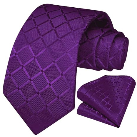 OcioDual Corbatas para Hombre, Conjunto de Corbata y Pañuelo de bolsillo, a Cuadros, Hecha a mano, Elegante para Celebraciones, Eventos, Bodas, Fiestas y Business, Unisex, Mens Tie