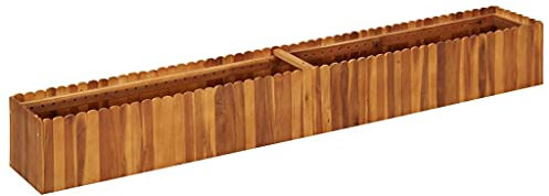 Chaduof Garten-Hochbeet, Palettenrahmen, Hochteich, Gemüsebeet, Kräuterregal Balkon, Blumenbeet, Kräuterspirale, Tomatenbeet, Pflanzhochbeet, 200 x 30 x 25 cm Massivholz Akazie