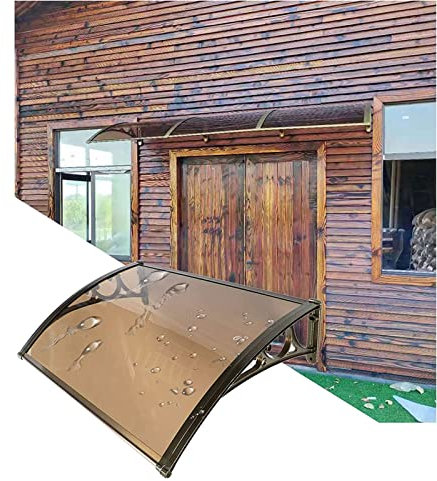 Fenster-/Tür-Markise, Überdachung, Regenschutz, Außendach für Haus, Zelt, Verkleidung vorne über der Veranda, Terrasse, UV-Schutz, Schneeschutz, Sonnenlichtschutz, Massivblech, Braun mit Alu
