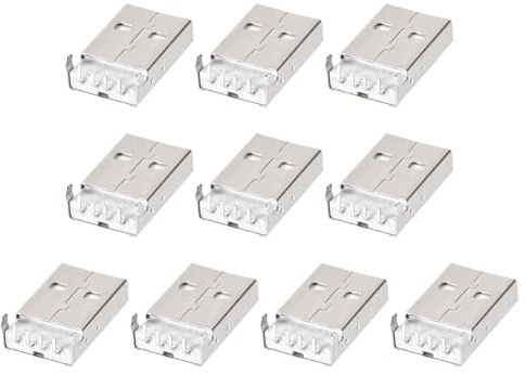 DMiotech 10 Pezzi USB 2.0 Tipo A Connettore Presa Maschio 4 Pin Jack Socket Adapter 90 Gradi 1.5A 30V Set Connettori Jack per Riparazione Sostituzione Adattatore USB Saldatura Telefono