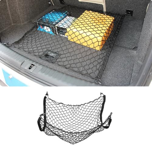 Lmmdhi Kofferraumnetz für VW Polo Mk5 6R 61 6C 2010-2017,elastisches Nylon-Gepäcknetz (Farbe: Schwarz)