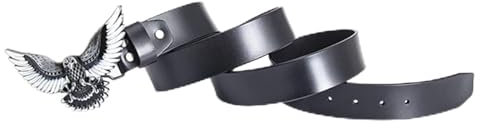 Gürtel, Gürtel. Handgefertigter Westerngürtel aus Vollnarbenleder mit eingravierter silberner Eule-Schnalle for Jeans, Freizeit-, Cowboy- und Arbeitskleidung (90 cm/Taille: 29 Zoll, Schwarz)(Black,130