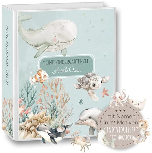 Kindergarten Ordner personalisiert Namen Wunschtext Undersea Delfin Orca Schildkröte Seepferdchen A4 - Meine Kindergartenzeit Kindergartenordner Portfolioordner Sammelordner Junge Mädchen