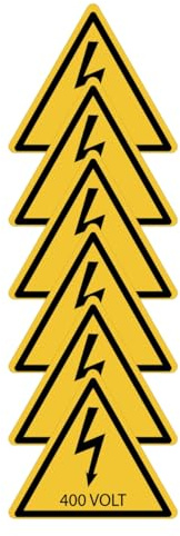 GLOBAL KIT DI 6 ADESIVI TRIANGOLARI - 400 volt - Pittogramma ISO 7010 Con Stampa Diretta U.V. (IDEALE ANCHE PER ESTERNO) (15 cm)