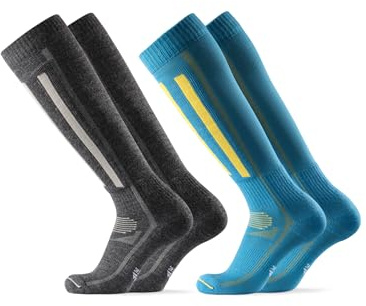 DANISH ENDURANCE Merino Performance Skisocken, Thermosocken, 1 & 2 Paar | Merino Skisocken, Gepolstert & Atmungsaktiv, für Skifahren, Snowboarden & Winterwandern, Unisex