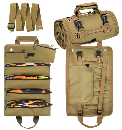 YBCCBY Tool Organizer Bag, Oxford Cloth | Tool Roll Bag, Heavy Duty Roll Up, Adjustable Waist Tools Belt Pouch, Multi-Purpose Box Organiser