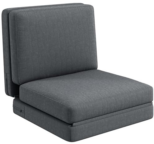 HOMCOM Bodensofa 3-in-1 Klappbar Schlafsofa mit Samtoptik, Gepolstert Sofabett bis 240 kg belastbar, für Schlafzimmer, Wohnzimmer, Dunkelgrau