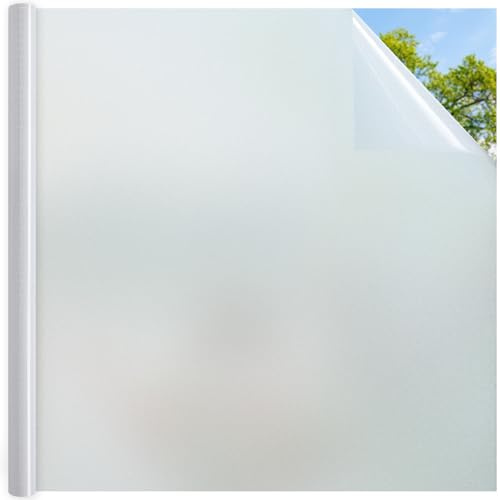 DOWELL Frostad fönsterfilm integritet för glas med rutnät, matta, 75 x 200 cm | Ogenomskinligt glasskydd för badrum sovrum kök och kontorsdörr, självhäftande statisk fastsättning avtagbar utan limrester