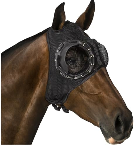 La La Pet Racing Blinker für Pferde Schutznetz Pferdebrille Halbkopfmaske Geschirr Ausrüstung zur Fliegenbekämpfung Pferdeaugenabdeckung für Sandschutz