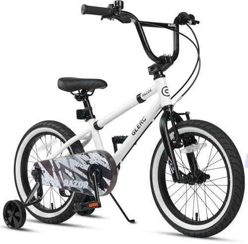 Glerc Razor 12, 14, 16 Zoll Kinderfahrrad im BMX-Stil für Kinder im Alter von 2 bis 8 Jahren, mit Stützrädern, Ständer und Klingel, Múltiples Colores