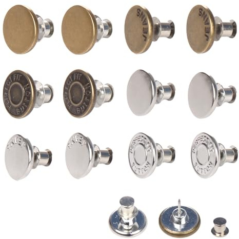 Jeans Knöpfe Ohne Nähen 12 Stück, 17mm Button Verstellbarer Druckknöpfe Ohne Nähen, Hosen Enger Machen, Metall Hosenknopf für Jeansreparatur und Größenanpassung