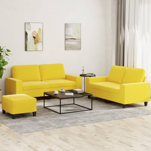 WEMYUFURN 3-teilige Sofagarnitur mit Hocker aus strapazierfähigem Stoff und robustem Metallgestell für Wohnzimmer