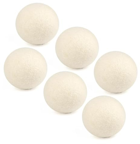 NARHOR 6 Stück 5.5 cm Sheep Wool Dryer Balls, Natürliche Weichspüler Trocknerball, Trocknerkugeln Mit Aufbewahrungstasche, Wiederverwendbar