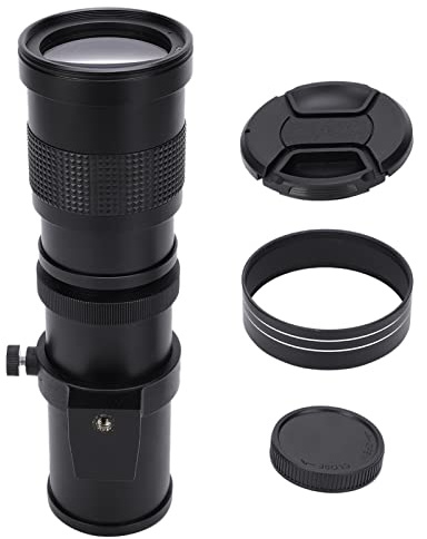HEEPDD Kameraobjektiv 420-800 Mm F/8.3-16 Telezoomobjektiv, Manuellt Fokus, Aluminiumlegering, Svart, för Naturfotografering, DSLR-kameror, med Stativringobjektiv och Tillbehör