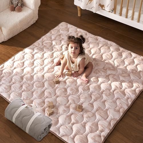 momcozy Baby Play Mat 127x127cm, Water-Resistant Floor Mat, Leopard Heart