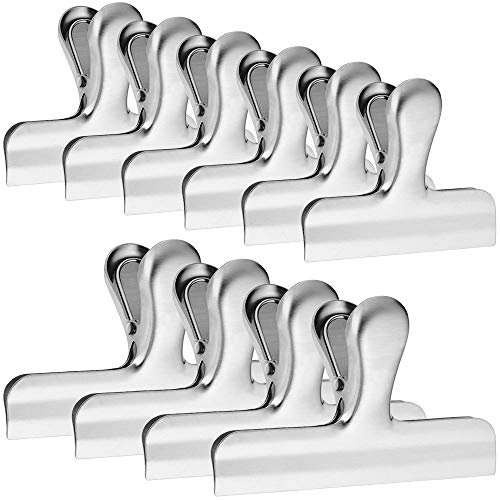 YuCool 10 teiliges Set Verschlussklammern,Verschlussklammern aus rostfreiem Edelstahl,Große Metall Clips Tüten Verschlussclips Brief Klammern für Lebensmittelbeutel, Fotos für zu Hause Küche und Büro