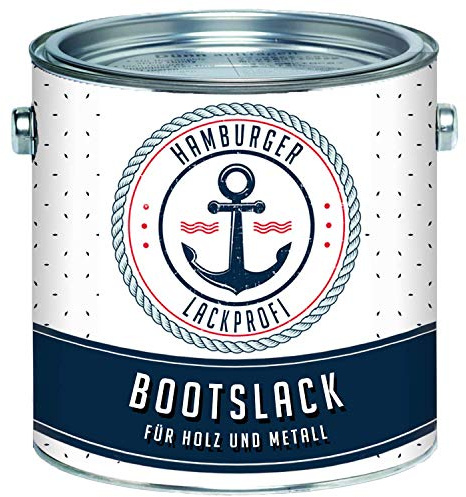 Hamburger Lack-Profi Båtlack glänsande för trä och metall ultramarin blå RAL 5002 blå yachtlack yachtfärg båtfärg (1 L)