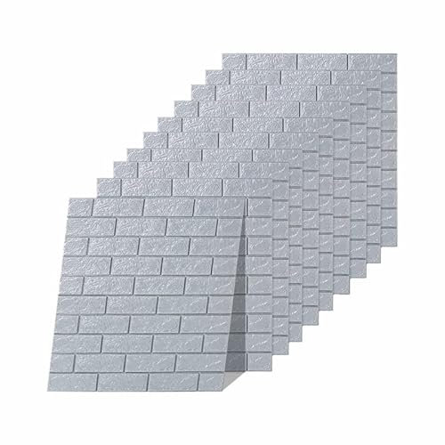 Carta da parati 3D, pannelli da parete autoadesivi – Moderno rivestimento da parete effetto pietra in 6 diversi colori – montaggio facile e veloce, Grigio, 10x Stück