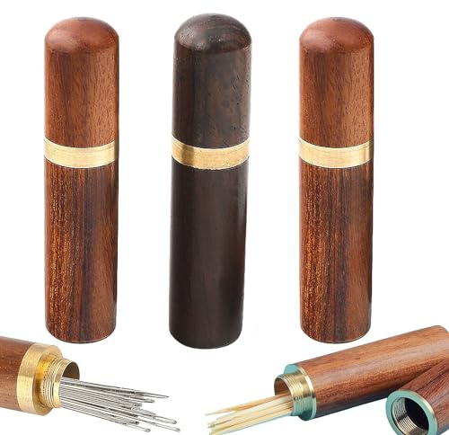 3 Pack Wood Toothpick Holder Portable Mini Pocket Tooth Pick Box Handmade Craft Toothpick Dispenser Bucket