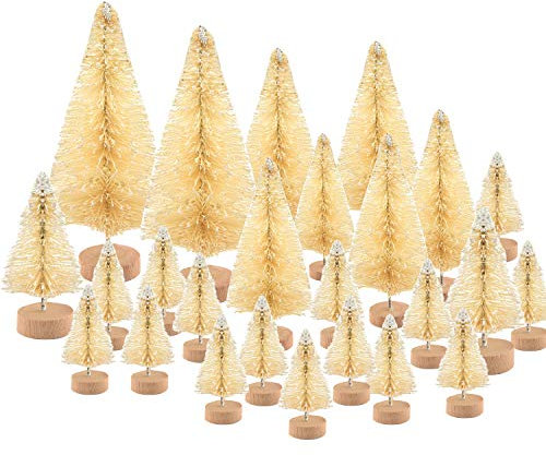 KUUQA 48Pcs Mini Christmas Trees Bottle Brush Trees Tabletop Model Trees for Christmas Decoration DIY Room Decor Diorama Models