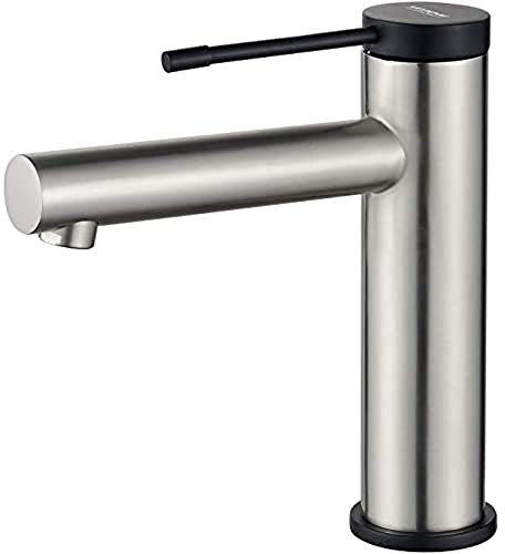 Ibergrif Luna, Miscelatore Lavabo, Rubinetto Bagno, Nichel Spazzolato, Grigio, S