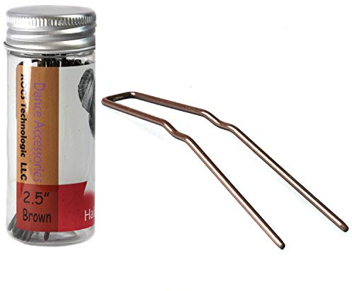 ROCST U Form Haarspangen mit Aufbewahrungsbox Bobby Pins Haar Stick Hochsteckfrisur Welle Chignon für Mädchen und Frauen 12 Stücke U Förmige Haarnadeln (6.4cm, braun)