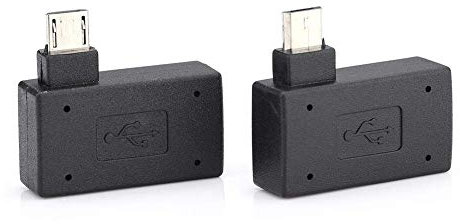 Adaptateur OTG 90 Angle Droit + Gauche USB Port Adaptateur, Micro OTG, 2 Pack Compatible avec Firestick 2ème génération, 3ème génération et 4K, Smartphones Android, tablettes, Rii