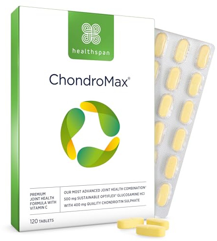 Healthspan Glucosamin und Chondroitin | 1 Monatsvorrat | Gelenkgesundheit | 500 mg Optiflex Glucosamin & 400 mg Chondroitinsulfat | Vitamin C zur Unterstützung des Gelenkknorpels (120 Tabletten)