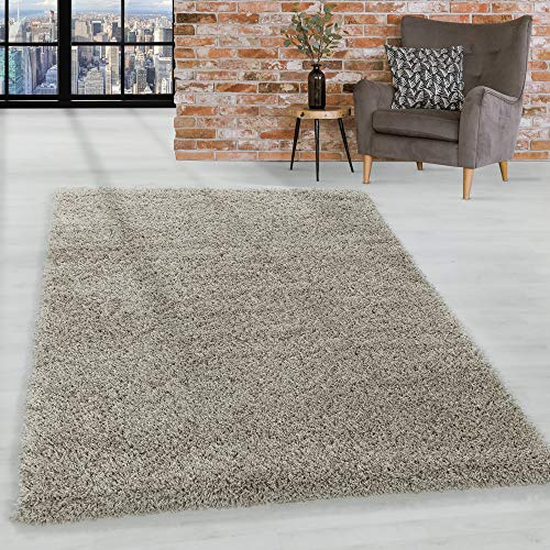 HomebyHome Shaggy Hochflor Teppich, 80x250 cm, Natur, weich, flauschig, modern, einfarbig, Für schmale Räume oder Küche, für Wohnzimmer Schlafzimmer Flur