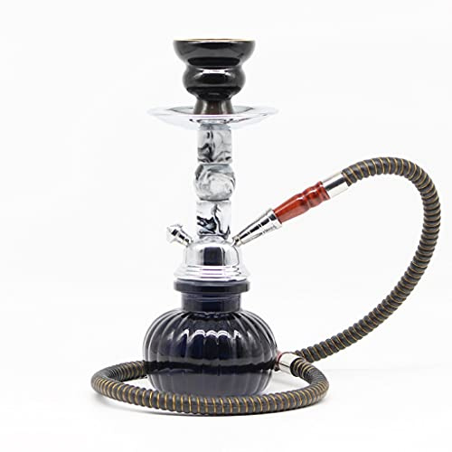 chicha 1 Tuyau Narguilé Ensemble Shisha, Chicha Arabe Ensemble de Kit Combiné, Matériau du Tuyau en Métal Fumer de L'eau Pipe Bong (Color : Black)