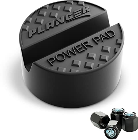 PLANGER® - Power PAD platt + 4 VENTILKÅP - gummikudde för biljack för vagnjack - universaljacka för bilgummi - Skyddar din bil och SUV robust gummi