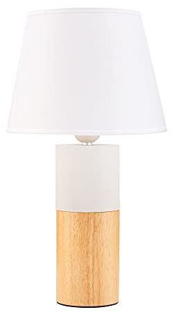 Pauleen 48204 Woody Elegance Tischleuchte max. 20 Watt Holz, Weiß Holz, Stoff E27