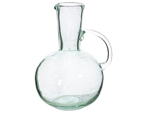 Sass & Belle Tall Recycled Glass Jug – Handcrafted Glass Water Pitcher for Dining or Décor, Eco-Friendly Jug or Flower Vase with Handle, Ideal for Everyday Use or Display