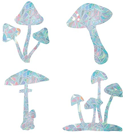 GORGECRAFT 16PCS Mushroom Window Clings Static Decal Anti Collision Glass Stickers Non Adhesive Vinyl Film Home Decorations Decals for Sliding Doors Windows Prevent Stop Birds Dogs
