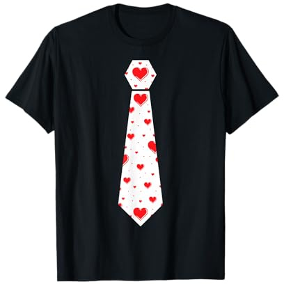 Krawatte Schlips Aufdruck Herzen Anzug Valentinstag JGA T-Shirt