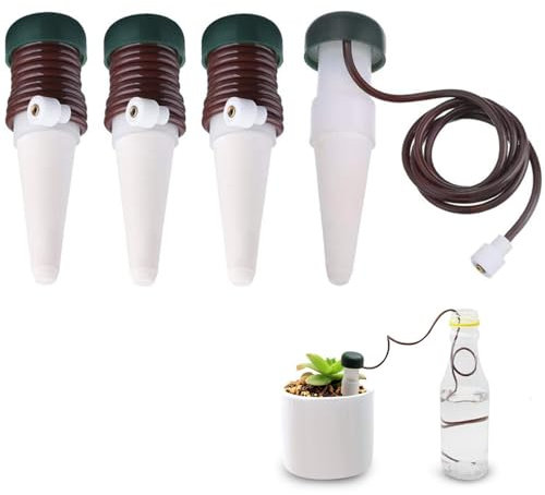 4 Stück Automatisch Bewässerung Set, Selbstbewässerung Spike, Pflanzen Wasserspender, Automatische Pflanzenbewässerung Ausrüstung, Einstellbar Bewässerungssystem, Für Innen- und Außenpflanzen