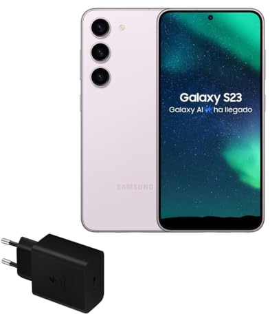 Samsung Galaxy S23, 256GB + Cargador de 45W - Smartphone Android con IA, Teléfono Móvil Desbloqueado, Color Rosa (Versión Española)